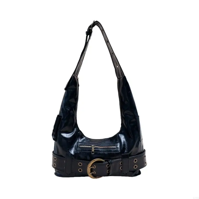 

G7NB Stylish Black Motorcycle Inspired Shoulder Bag PU Leather Underarm Bags For Everyday Outings And Casual Gatherings