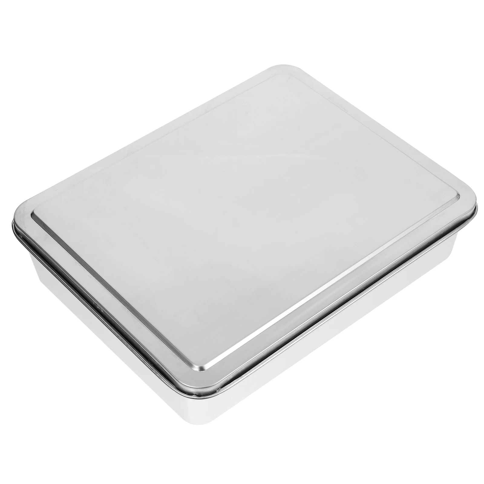 

1pcs Stainless Steel Baking Pan With Lid Non-Stick Cake Mold Kitchen Bakeware Tray Deep Cake Pan For Home Oven Bakery Storage