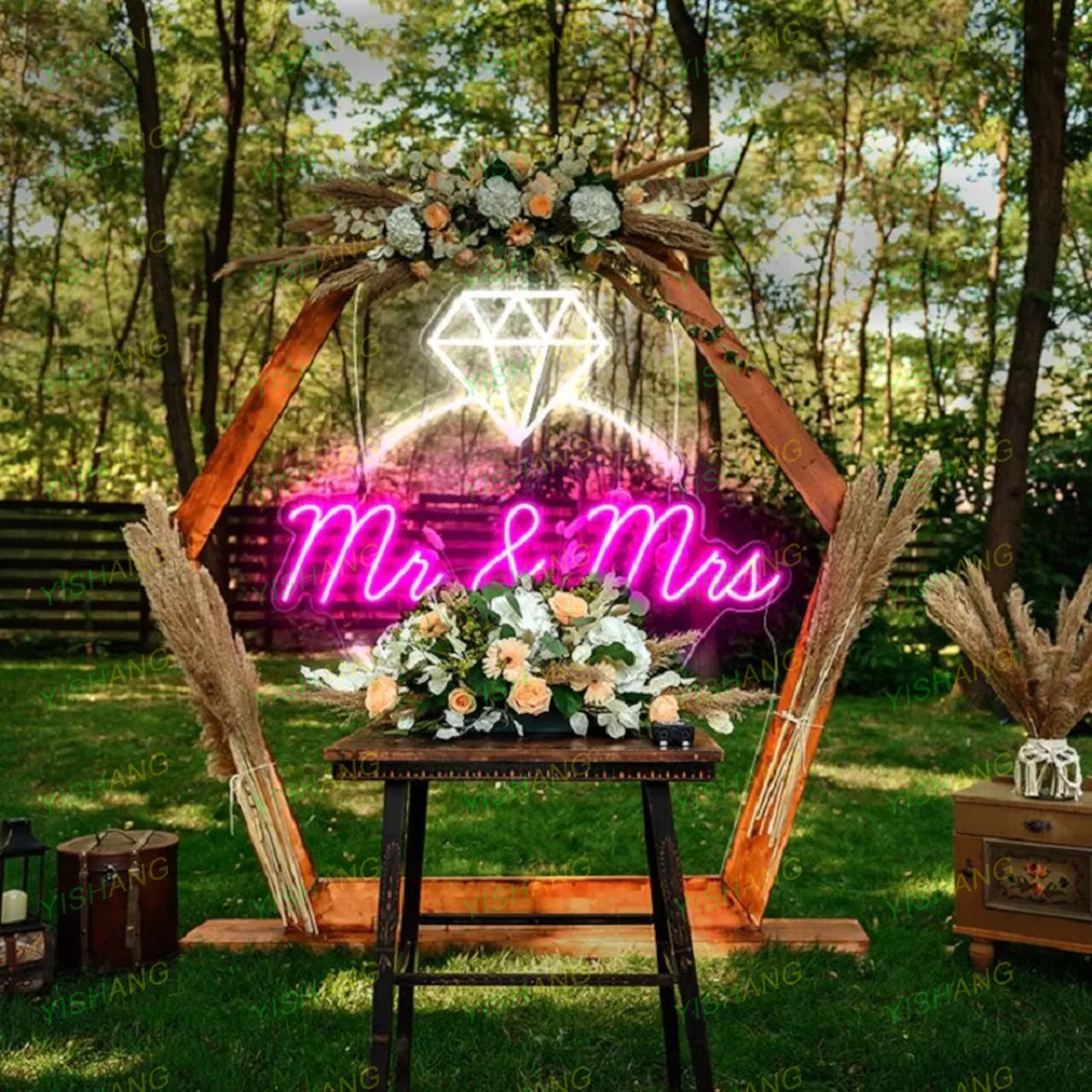 Mr & Mrs Diamon Ring Neon Sign Custom Wedding LED Neon Sign Light Home Wall Decor Engagement Party Backdrop