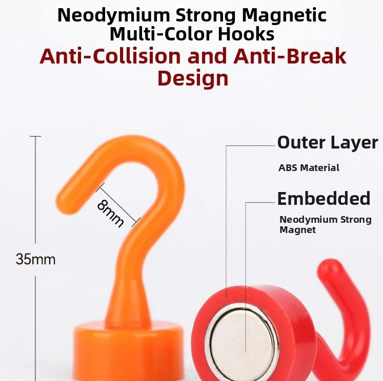 2/10pcs Multi-Color Magnetic Storage Hooks, 0-8KG Weight Capacity, Durable Magnets for Hanging on Refrigerators and Ceilings - view 4