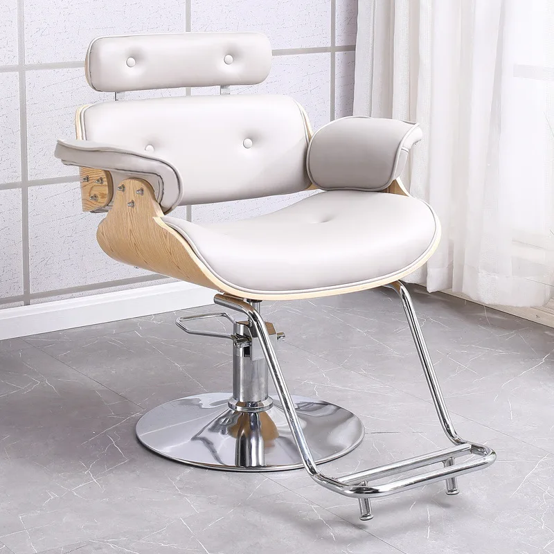 Hxl salon hairdressing chair - adjustable height with footrest, round base, stainless steel
