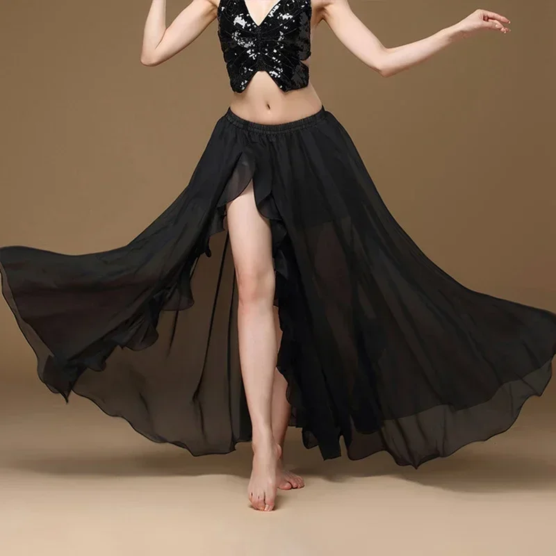 الرقص الشرقي الجانب سحب طويل الساتان الأبيض تنورة سيدة الرقص الشرقي التنانير المرأة مثير الشرقية تنورة رقص البطن المهنية