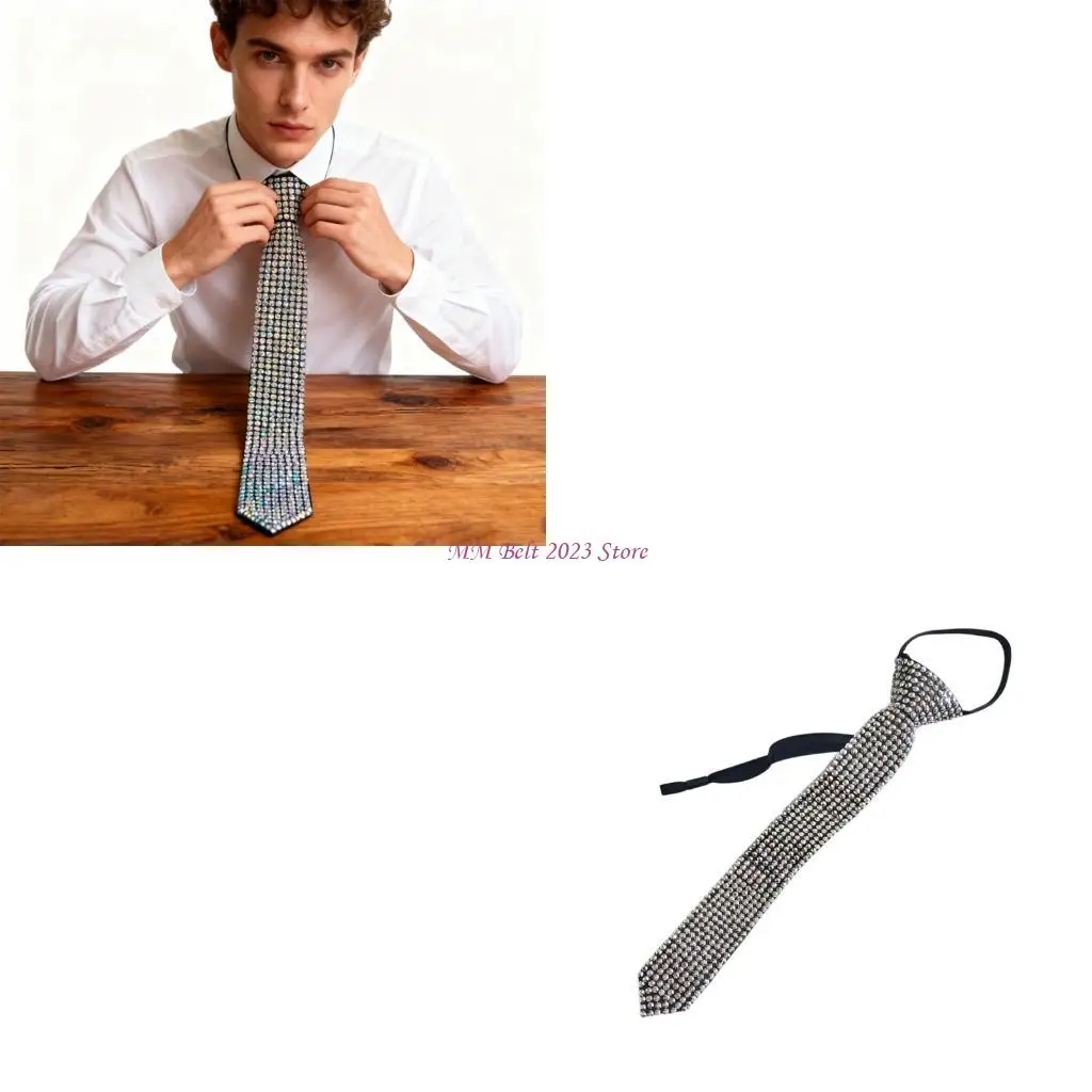 

49ME популярный блестящий галстук со стразами и заклепками для женщин и девочек, повседневный наряд, школьная форма для ночного