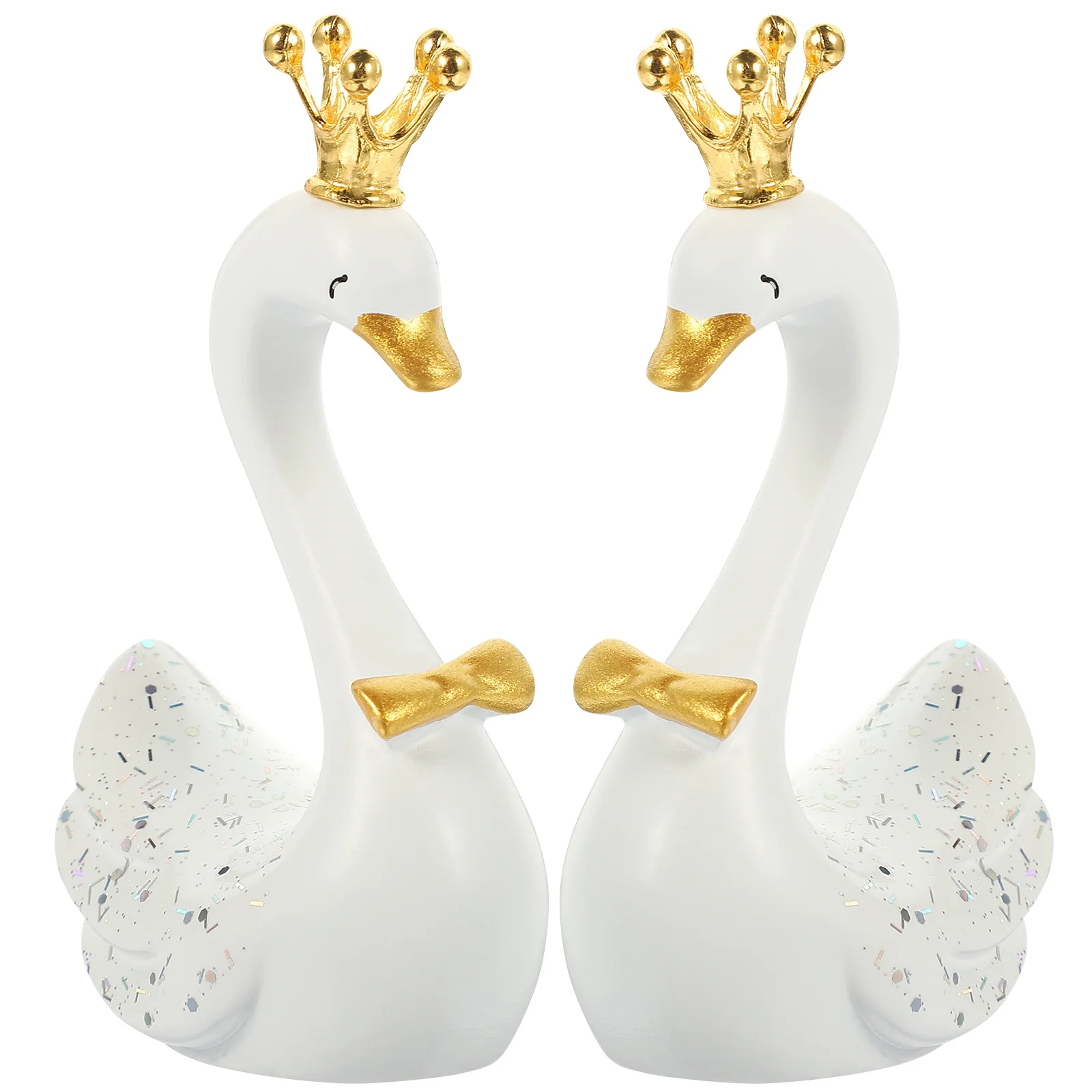 

2 Pcs Cake Toppers Crown Swan Jewelry Miniature Resin Figurines Hat Birthday Bridegroom