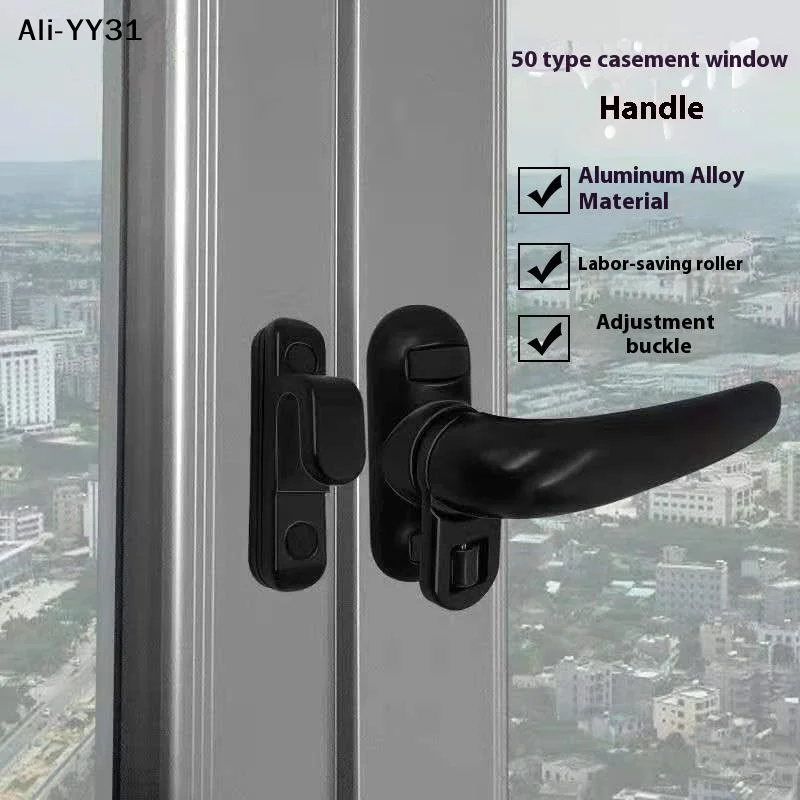 

Утолщенная ручка для окна из алюминиевого сплава, ручка-«семерка» для поворотно-откидных окон, для наружного открывания, с замком