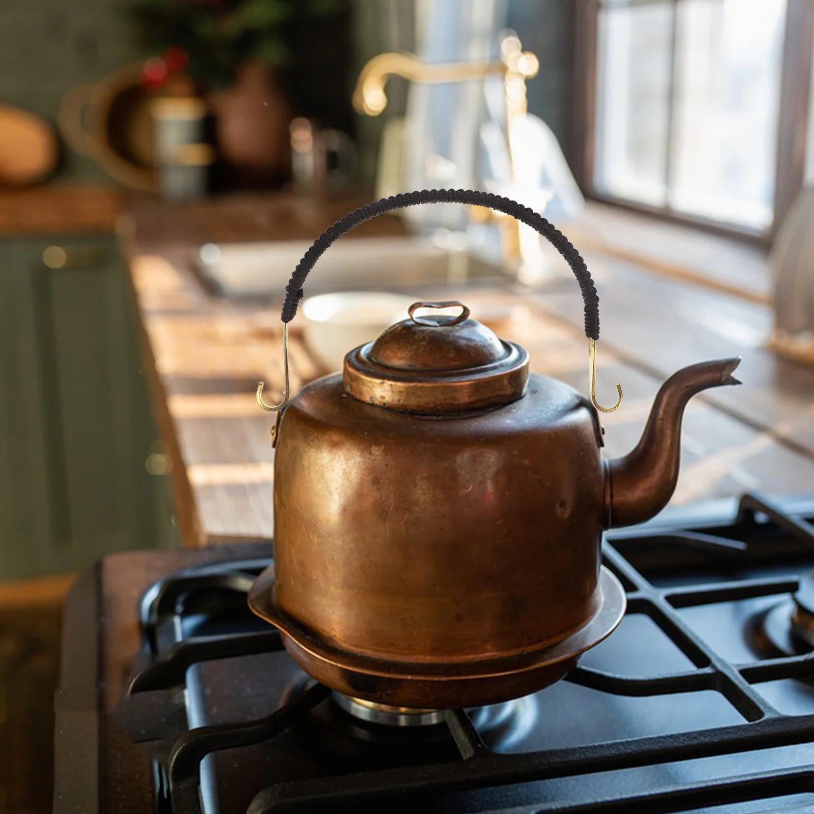 

Knitting Covered U-Shape Teapot Handle Wear-Resistant Ergonomic Replacement Part for Household Kettle Grip Teapot Handle