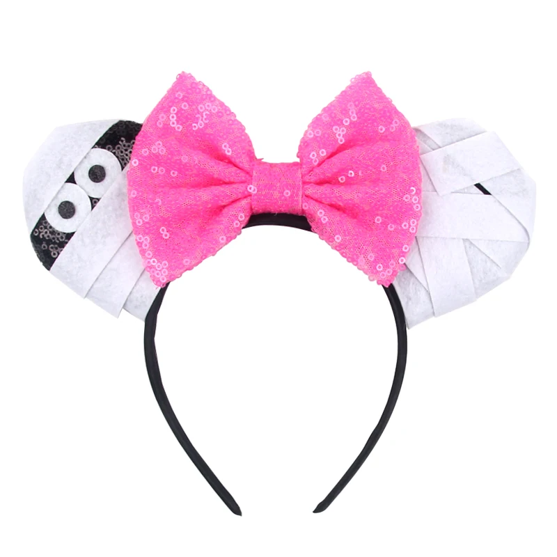 2024 Halloween Mouse Ears Headband Sequins Bow Hairband For Women Featival Party DIY Hair Accessories Boutique