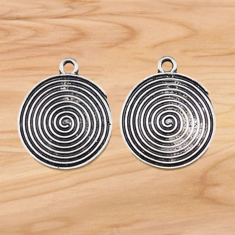 20 Pieces Tibetan Silver Vortex Swirl Spiral Circle Charms Pendants for DIY Necklace Bracelet Earring Jewelry Making Accessories