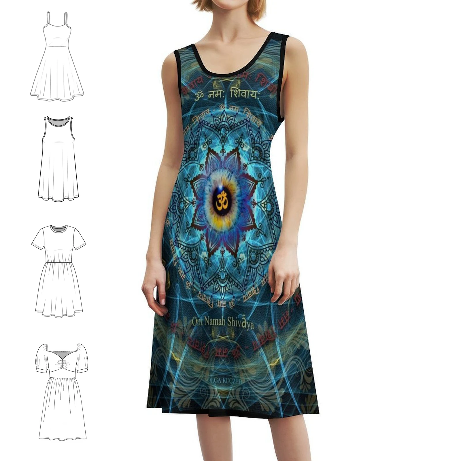 "أوم ناما شيفايا" تعويذة-الهوية الحقيقية-فستان عطلةك المثير للنساء فستان قصير لحفلات الشاطئ وأعياد الميلاد الهندوسية Om Nama