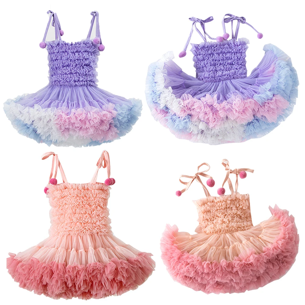 

Summer Girls Baby Tutu Dress Fluffy Birthday Party Vestidos Children's Princess Dress Casual 1-6Y Toddler Clothes Gradient Dress