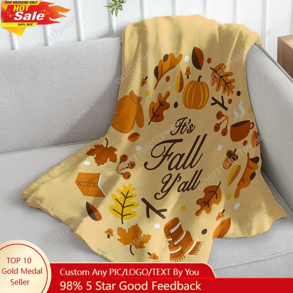 

It's Fall Yall Super Soft Throw Blanket Throw Blanket for Bedroom, Living Room Spring Time Holidays Kids Babies Custom blankets