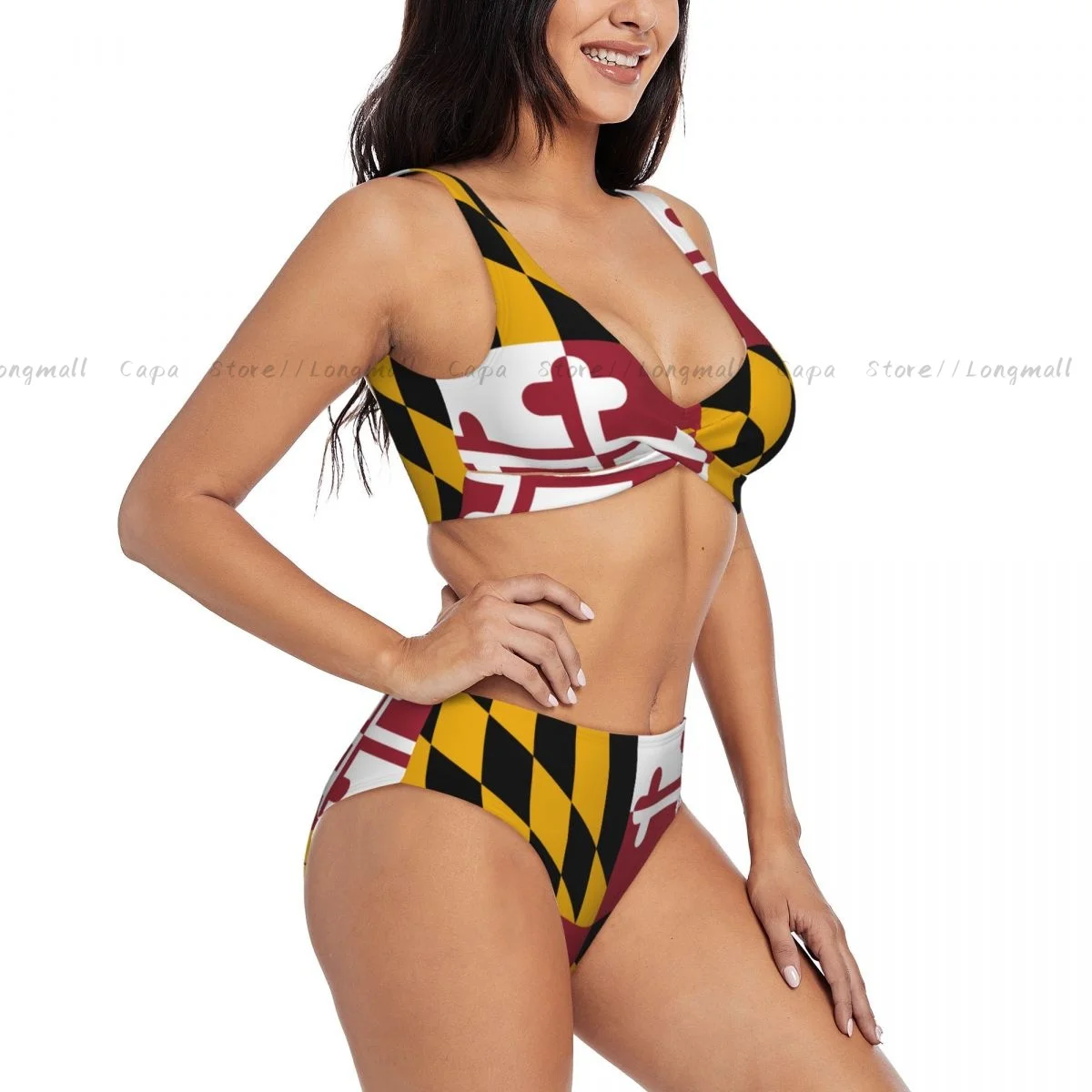 

Women Bikini Set Maryland State Flag Swimsuit Push Up Female Swimwear Bathing Suit