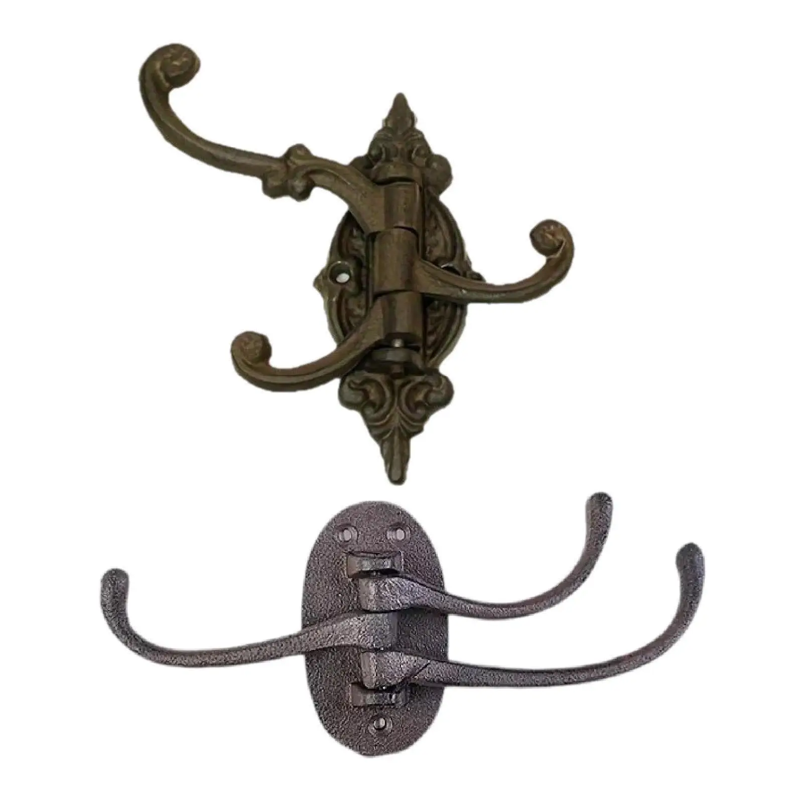 Gancho de hierro fundido para colgar abrigos con gancho de pared giratorio para guardarropa con 3 brazos oscilantes