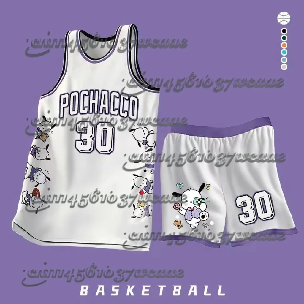 

Sanrio Themed Pacha Dog Series Vest Set Sports Basketball Jersey Summer Oversized Vest Shorts Pregnant Women's Clothing New 2026