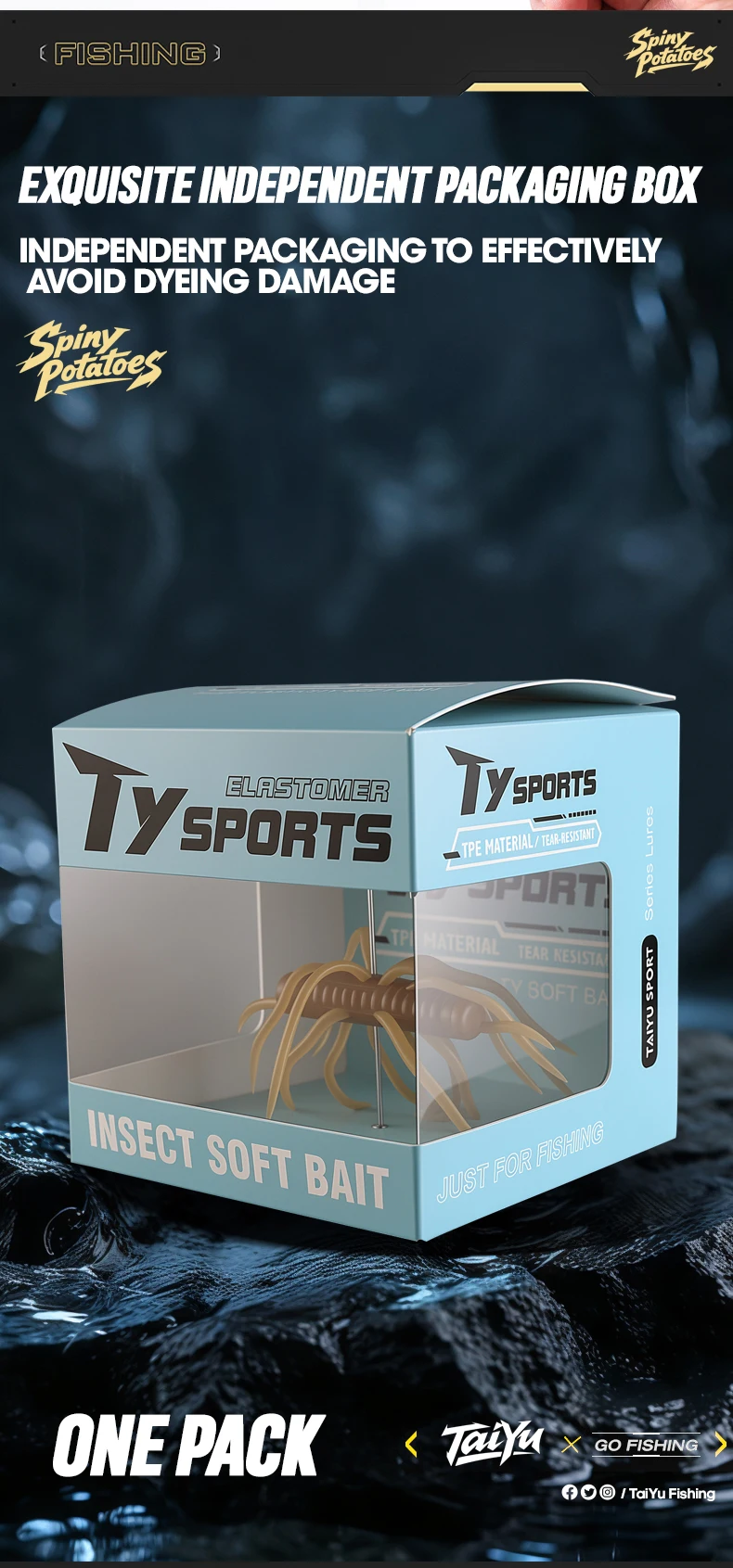 TAIYU Boxed Soft Worms Angelköder aus TPE-Material, langlebiger künstlicher Weichköder für Salzwasser/Süßwasser, Angelköder für Barsch/Forelle. – Detail 8