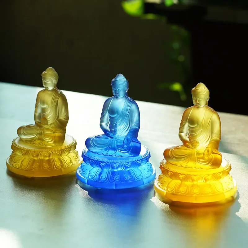 FX-1    glazed Sanbao Buddha ornament, a set of Medicine statues, and the home is dedicated to Sakyamuni Buddha