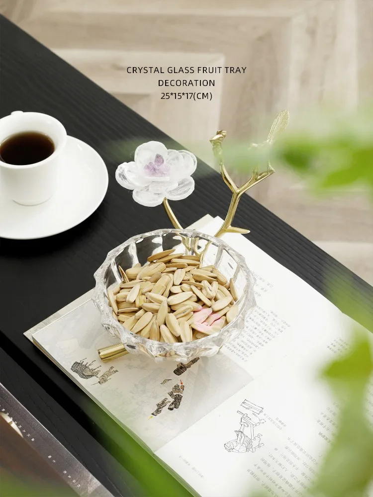 Light Luxury Crystal Glass Fruit Platter Living Room Coffee Table Fruit Platter Snack Platter