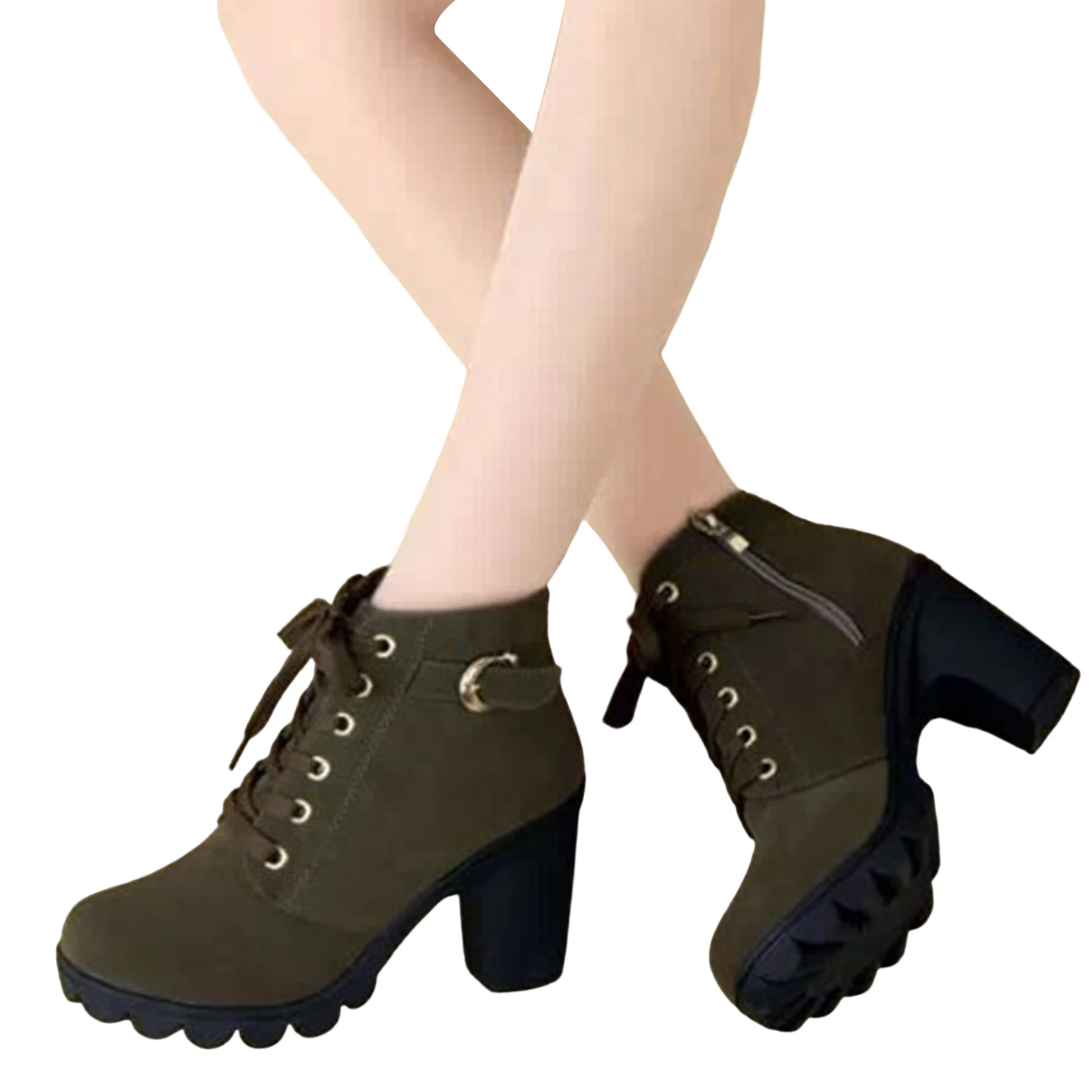 Women's Large Size Ankle Boots Autumn And Winter Cross-Strap Short Boots Gift for Christmas Birthday New Year