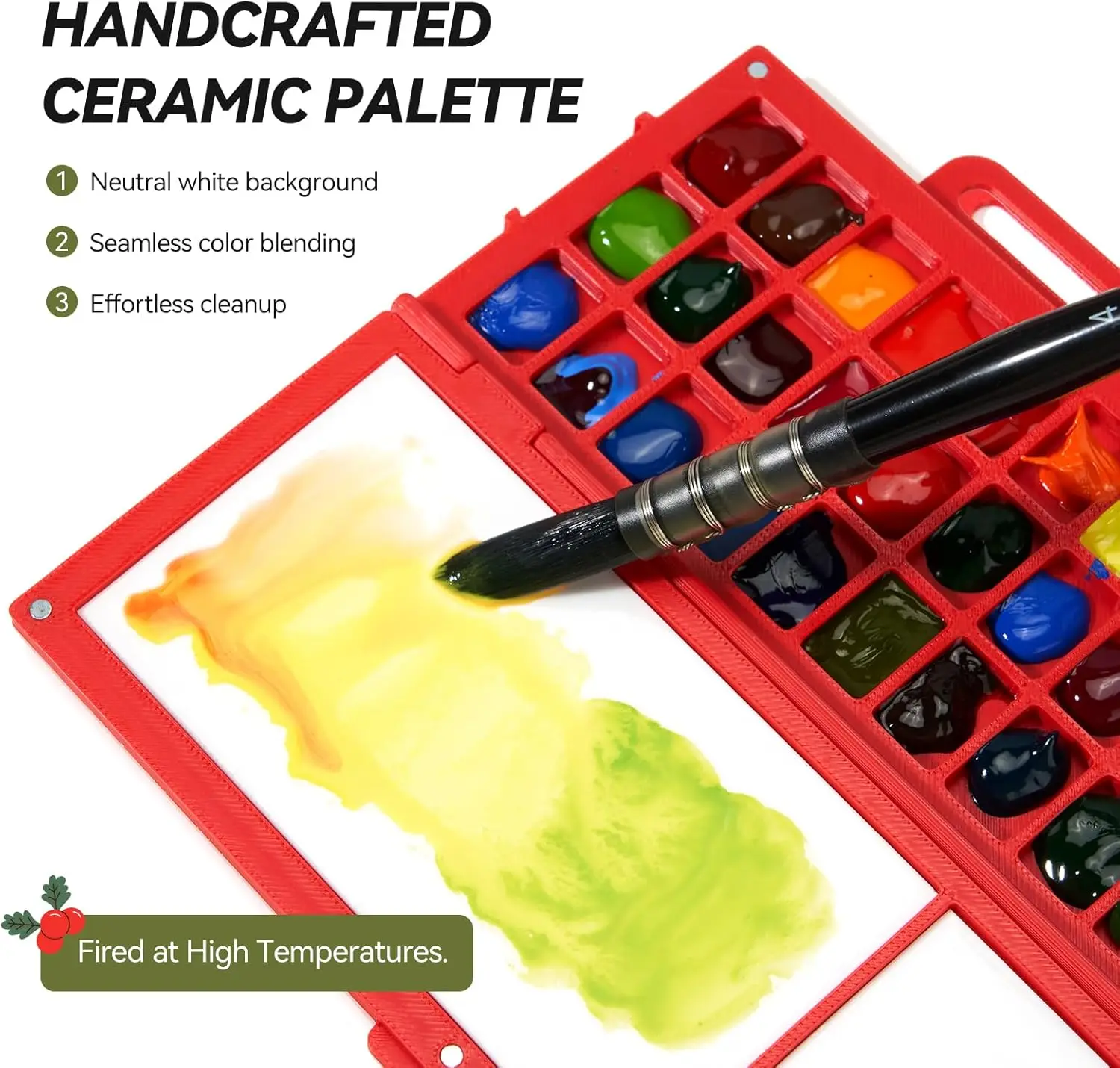 Przenośny zestaw do akwareli - album na szkicy 17x10 cm z paletą ceramiczną na 36 farb i 2 pędzle do użytku na zewnątrz — zdjęcie produktu 4