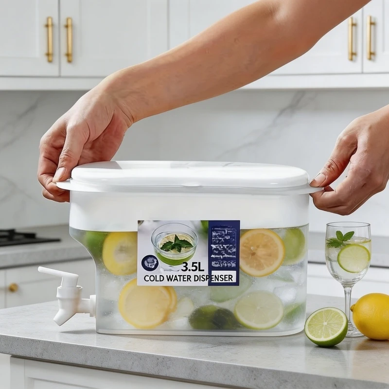 Large Capacity Refrigerator Beverage Dispenser with Spout, Easy Pour Spout, Great for Ice Lemonade, Fruit Teapot /Water Bottle