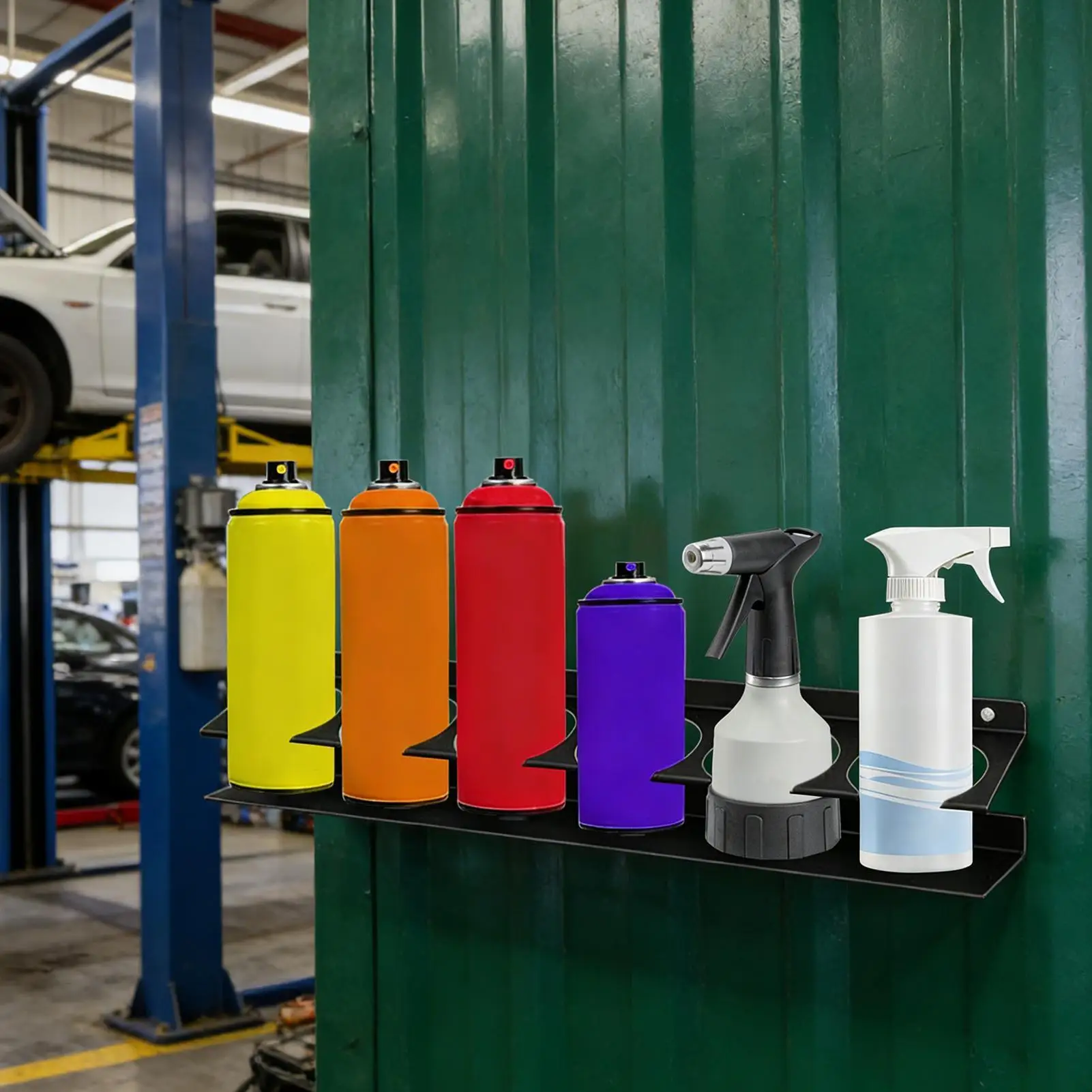 Spray Bottle Organizer 6 Slots Display Shelf Space-saving Spray Can Organizer For Workshop Garage Mechanic Auto Shop Trailer