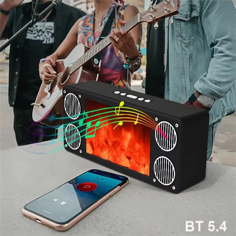 AA08-Home HIFI Subwoofer Bluetooth Speaker With Flame Fireplace Effect Bluetooth Speaker Support TF USB AUX Play