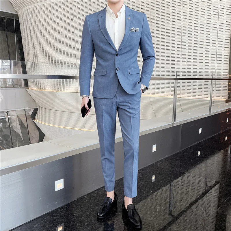 

H144 Men's three-piece suit Korean style groom wedding dress business