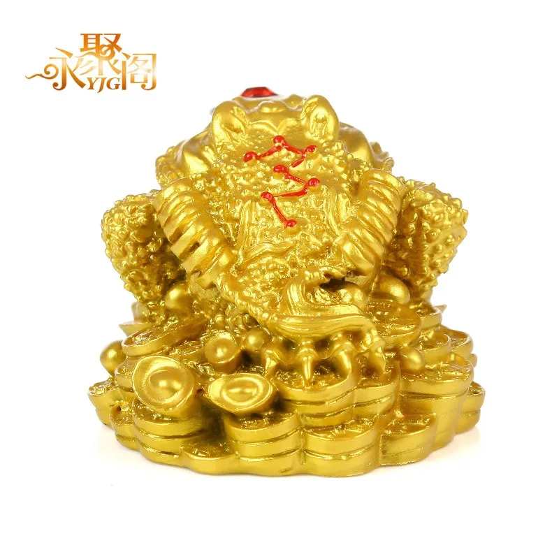 2023 Chinese Fengshui Ornament Lucky 3-Leg Frog Wealth Toad Animal Figurine Statue for Home House Office Desk Table Decoration