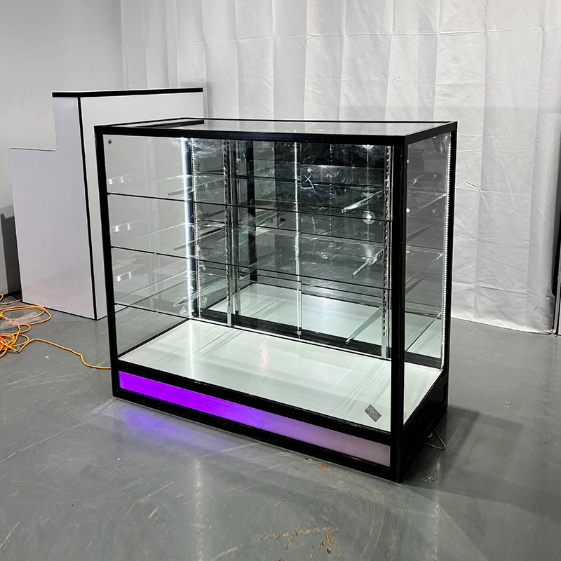 Customizable Glass Display Cabinet with LED Lights for Smoke Shop Retail Store and Jewelry Display