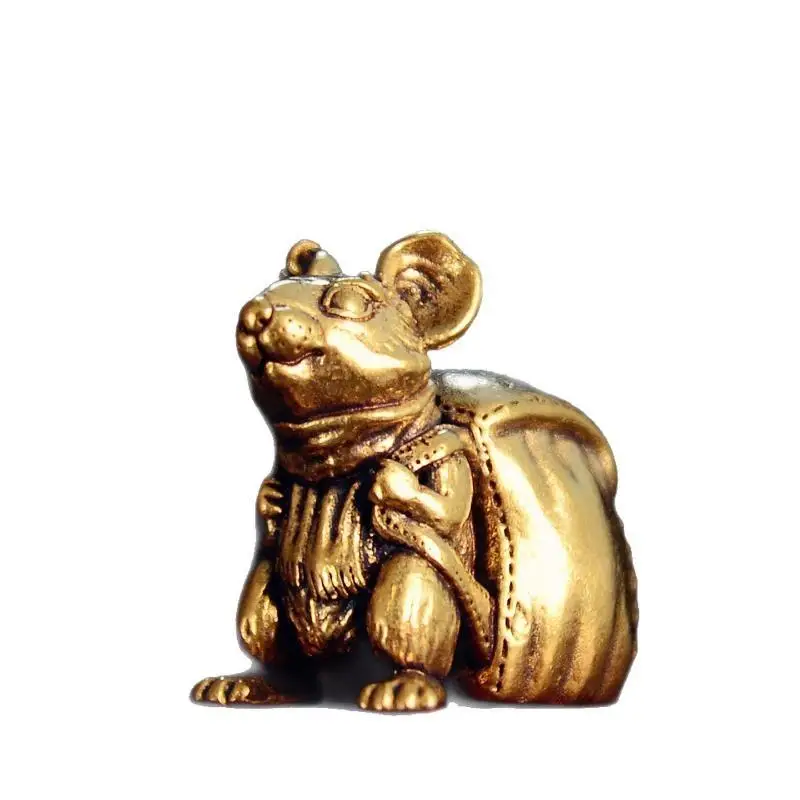 Kupfer-Rattenfigur, Messing-Rucksack-Maus, Feng-Shui-Schreibtisch-Ornamente, Glücksbringer für Wohlstand, Heimdekoration – Detail 5