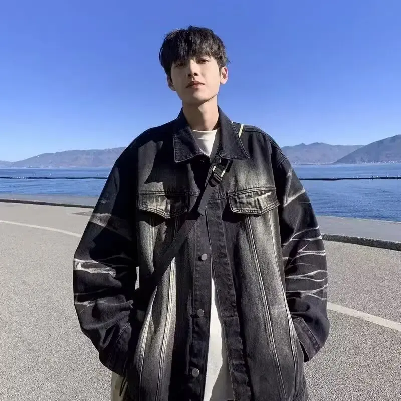 

2025 Новый стиль, простая, модная, универсальная, модная, высококачественная джинсовая куртка Art