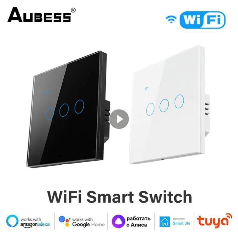 

Aubess WiFi Smart Switch 1/2/3/4 Gang US/EU Light Switch Need Neutral Wire Tuya Smart Life APP Control Support Alexa Google Home