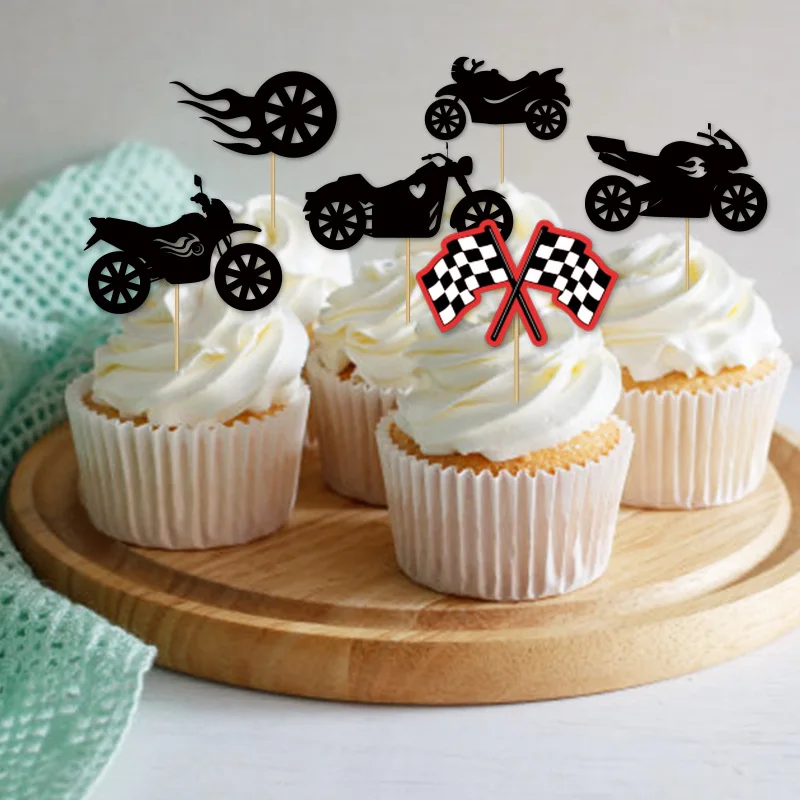 Motocross-Geburtstagsparty-Dekoration, Kuchen-Cupcake-Topper, Motorrad-Banner, Kuchendekoration für Geburtstagsparty-Zubehör für Männer oder Jungen – Detail 8