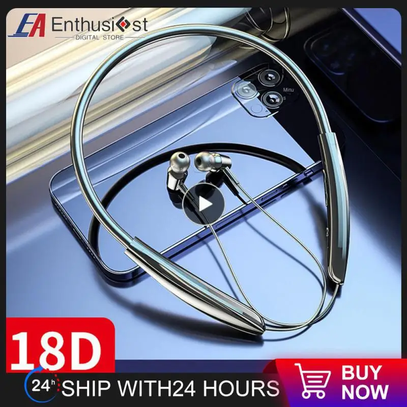 سماعات لاسلكية ثلاثية الأبعاد تأثير صوت متوازن مثبتة على الرقبة V5.1 150mah لاسلكية لسماعات الجري الرياضية