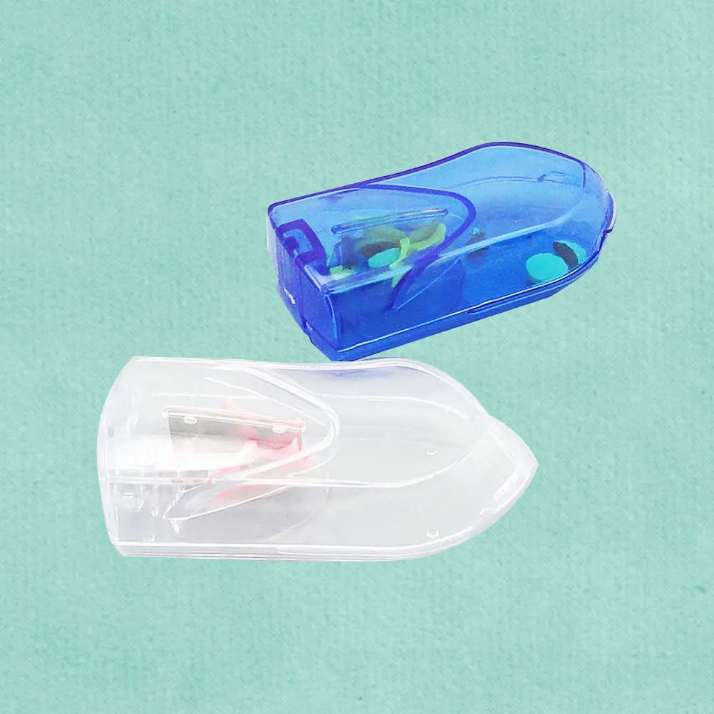 

2 pcs Pill Splitter For Small Oval Tablets Pocket Size Tablet Cutter Case Portable Splitter Tool Health Care Organizer