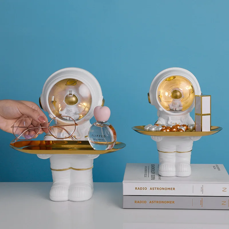 Astronaut Statue Storage Tray, Nordic Astronaut Sculpture Key Tray, Living Room Decoration Ornaments