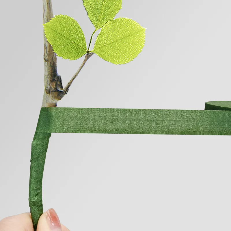 ริบบิ้นสีเขียวม้วนสำหรับห่อดอกไม้ เทปกระดาษห่อก้านดอกไม้แบบมีกาวในตัว สำหรับร้านดอกไม้ งาน DIY ตกแต่งดอกไม้ อุปกรณ์ประกอบฉากงานแต่งงาน