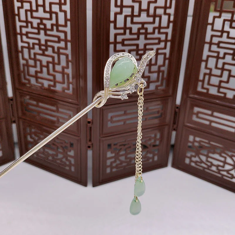 

Заколка для волос с жемчужной кисточкой в китайском стиле, аксессуар для юбки с конским лицом, женская заколка для волос в древнем стиле