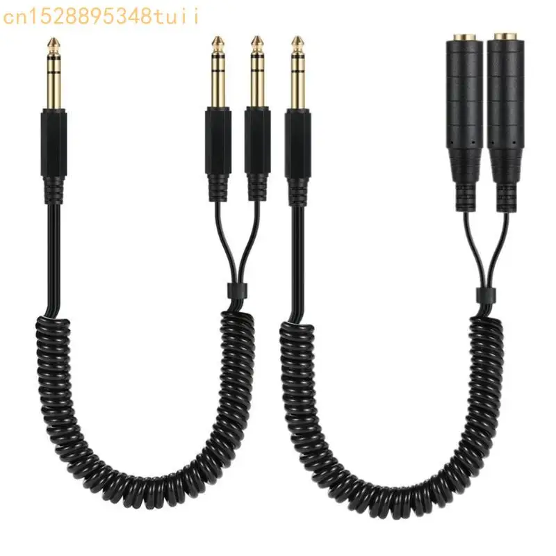 Y4QF 2x6.35 mm 1/4 "à 6,35 mm Microphones masculins Microphones Sound Converters Adapters Cable