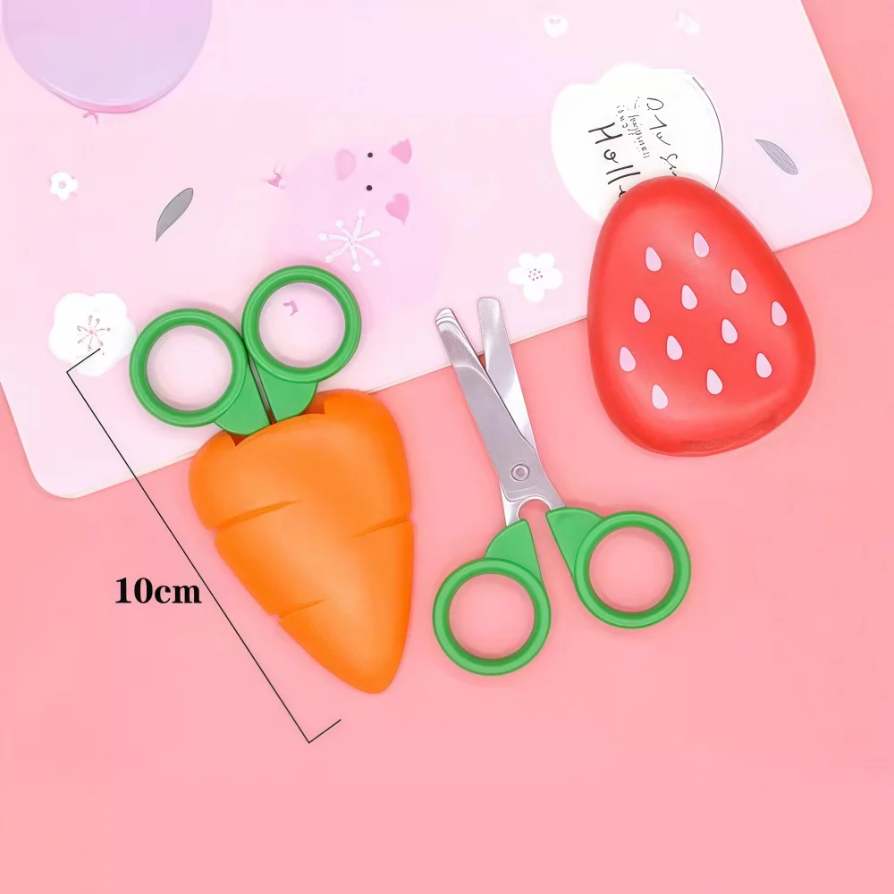 Creative Cute Carrot Fruit Vegetable Design Safety Scissors for Kids Children Craft Paper Cutting with Rounded Tips Protective