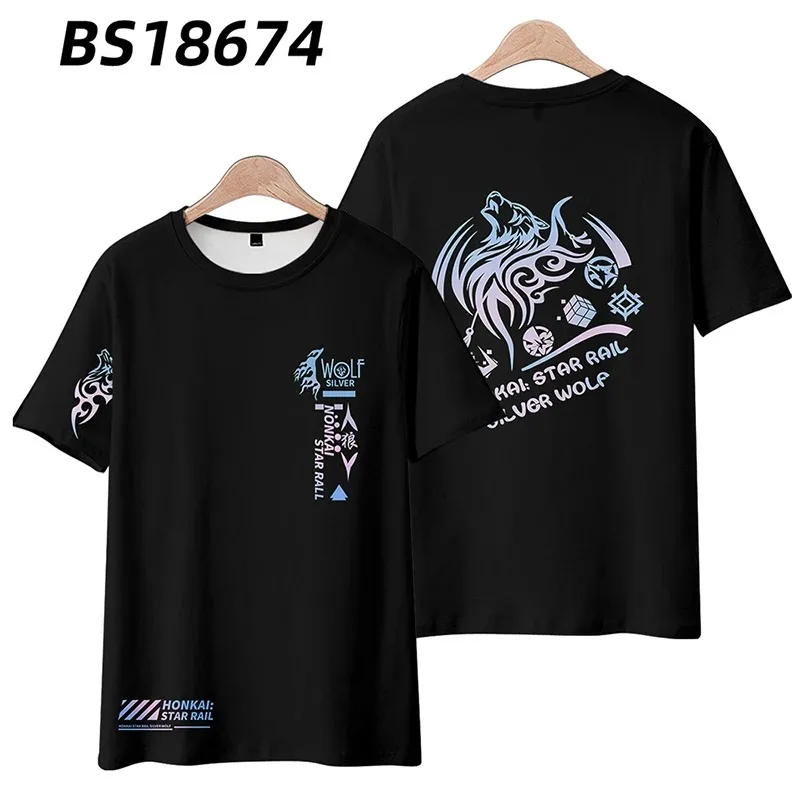 Anime Honkai Star Rail Silver Wolf 3D Print T Shirt para homens e mulheres, O-Neck, manga curta, T gráfico engraçado, Cosplay, verão, 2024