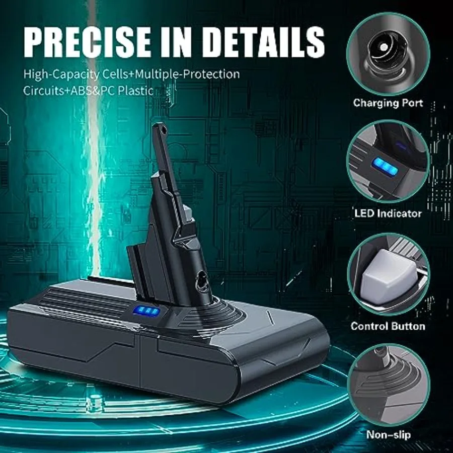 EGR Upgraded 9000mAh V8 Battery Replacement Compatible with Dyson V8 Animal Battery Replacement V8 Absolute/Motorhead/Fluffy SV