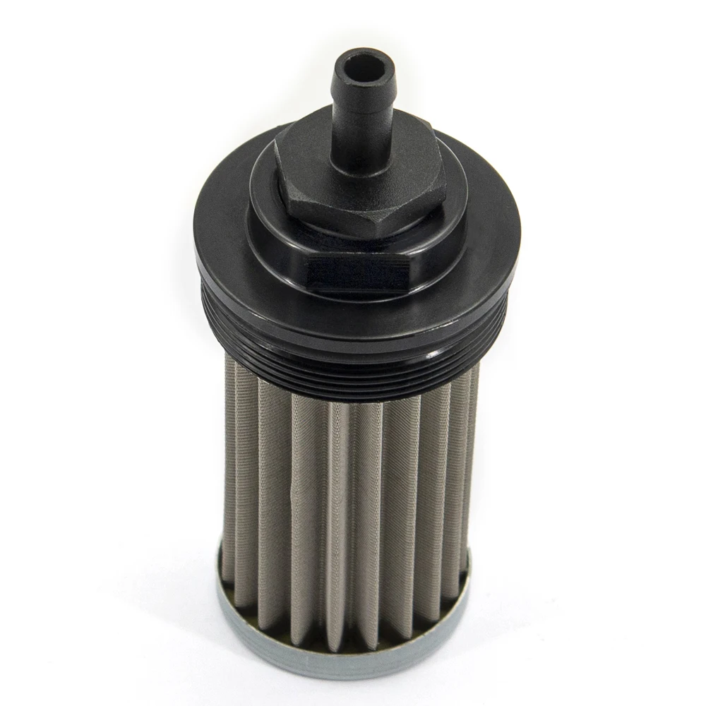 Aluminum OD 2 Inch Fuel Filter for E85 Fuel System with 100 Microns Steel Element AN6 AN8 AN10 9MM Adaptor Fittings