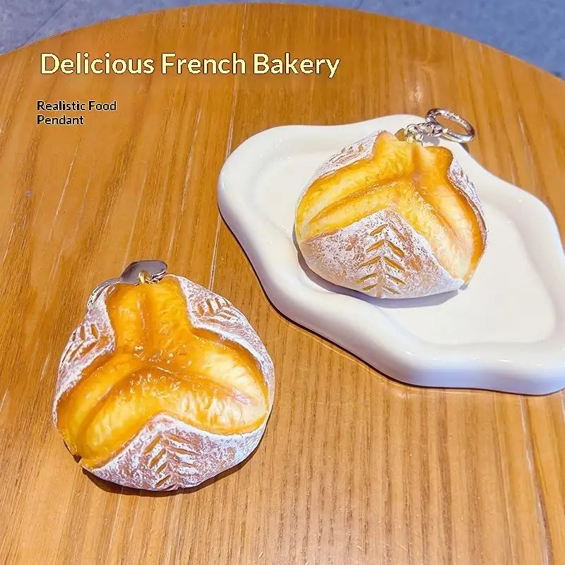 /Vly/Pendant Key Chain Simulation Food Charm Pendant DIY Creative Fun Pinch Key Chain Sponge Toy Gift Bread