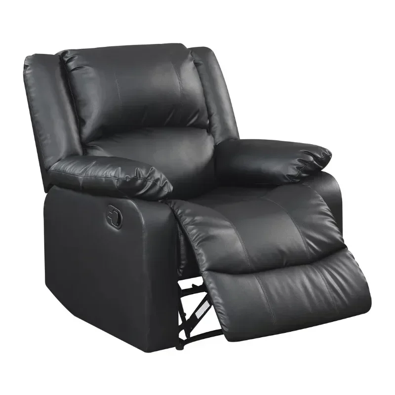 Relax-a-Lounger Warren Standard Manual Recliner, Black/Beige Faux Leather