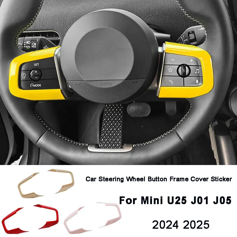 

2pcs For MINI Cooper J01 E SE EV For J05 Aceman For U25 Countryman Car Steering Wheel Button Frame Cover Sticker Car Accessories