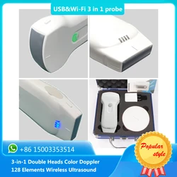 USB & Wifi Wireless BW Color Doppler Ultrasound Probe 3.5MHz/5MHz/7.5MHz/10MHz 3 in 1 Probe Double Head support iOS Android