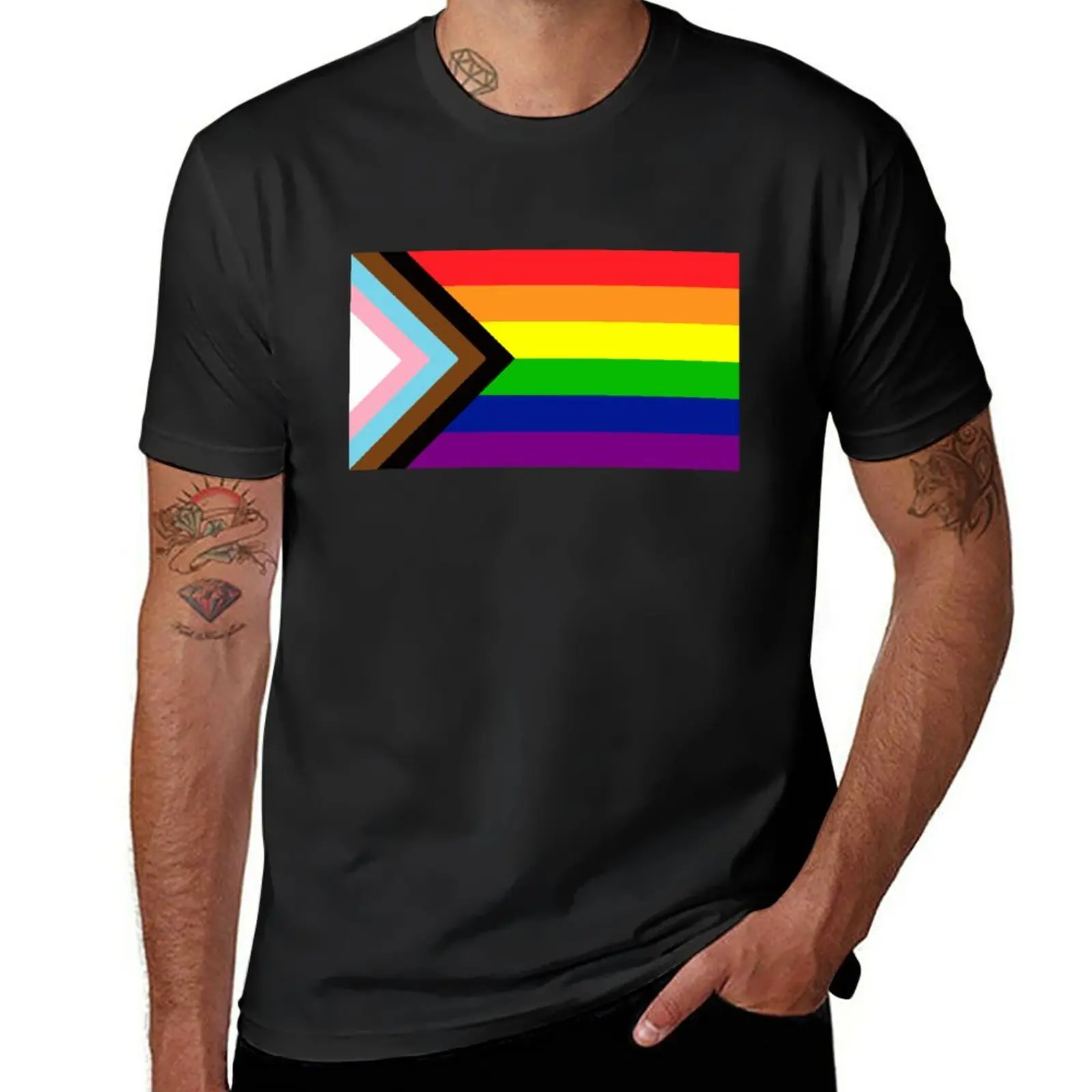 

Progress Gay Pride Flag| Gay Pride Shirt| LGBT Rainbow Tee | New Pride Flag T-Shirt aesthetic clothes Men's cotton t-shirt