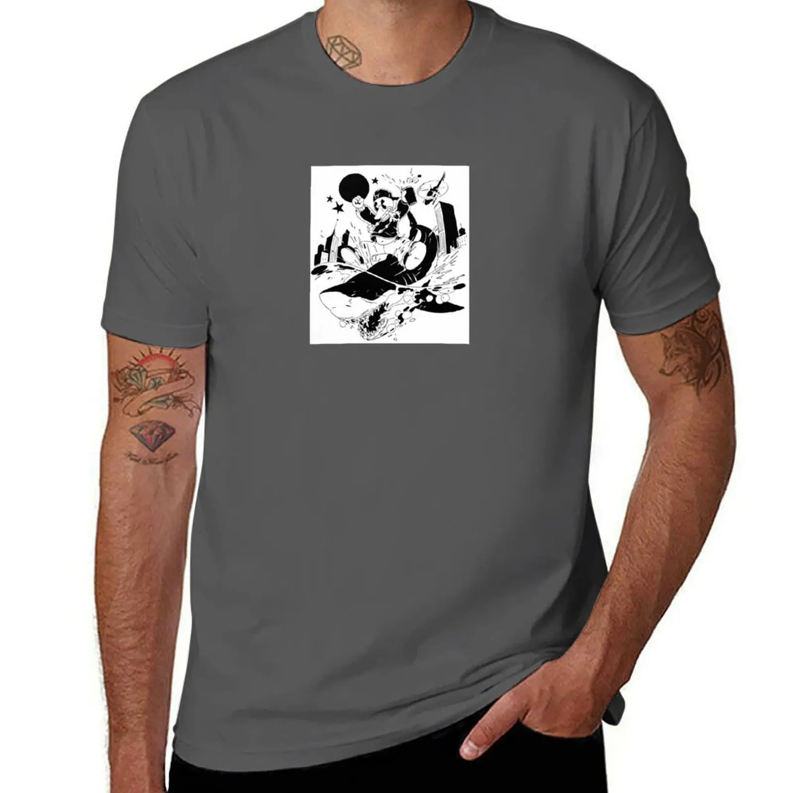 shark fish alarm T-Shirt Plus Size Loose Short Sleeve Top