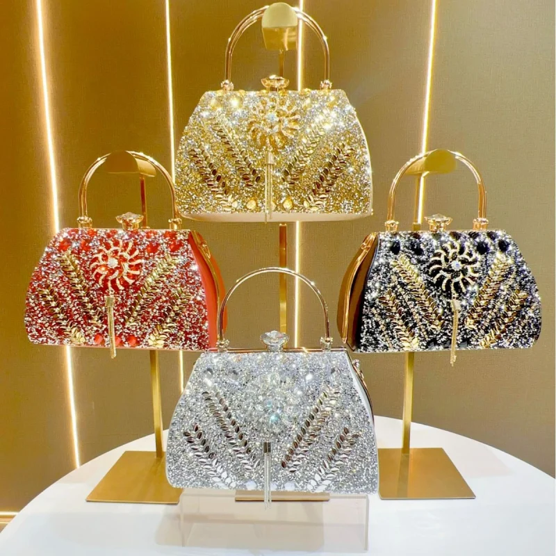 

New Women's Handbag Large Capacity High-end Socialite-encrusted Handbag Single Shoulder Crossbody Evening Bag